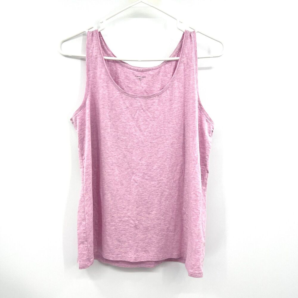 Garnet Hill Womens L Pima Cotton Tencel Modal Tank Top Pink Heathered Scoop Neck